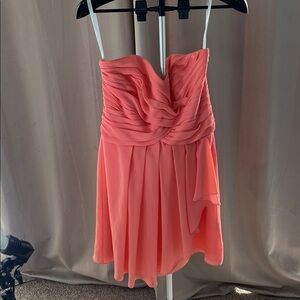David's Bridal Strapless Coral Dress